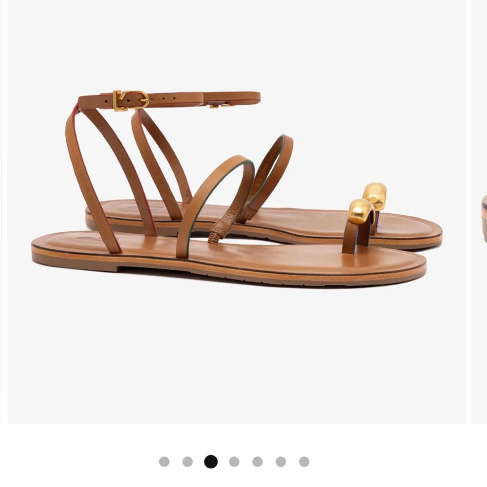 Larroude Biarritz Flat Sandal In Light Caramel Leather 9.5